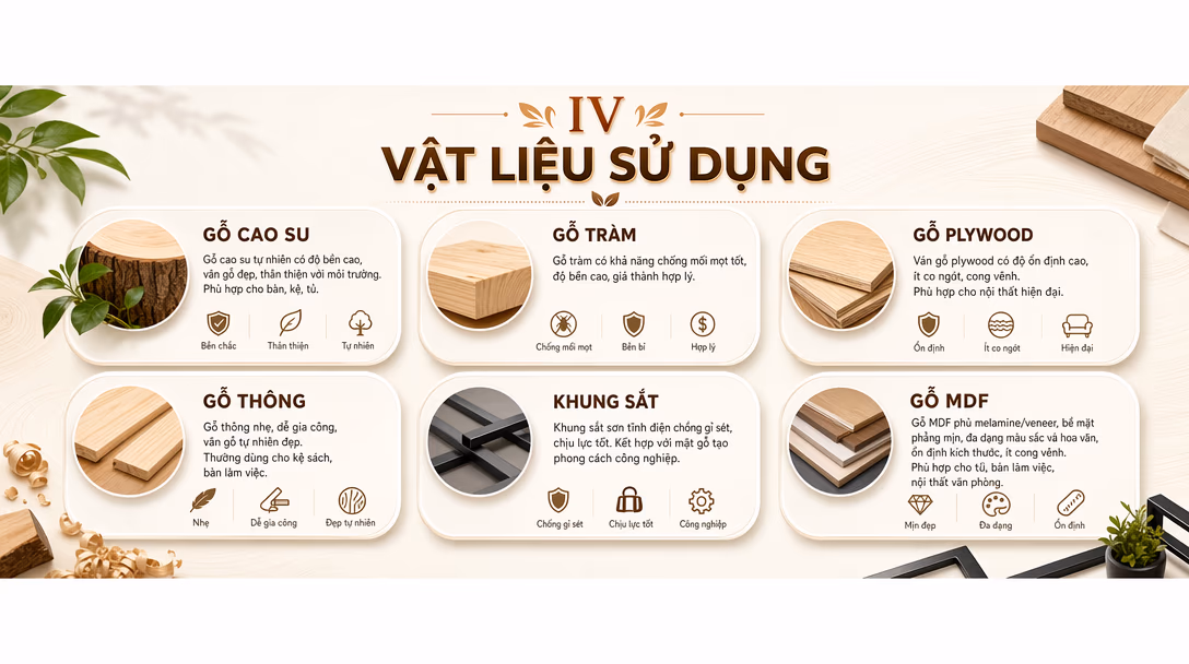 Vật liệu sử dụng - Xưởng Mộc HaChi