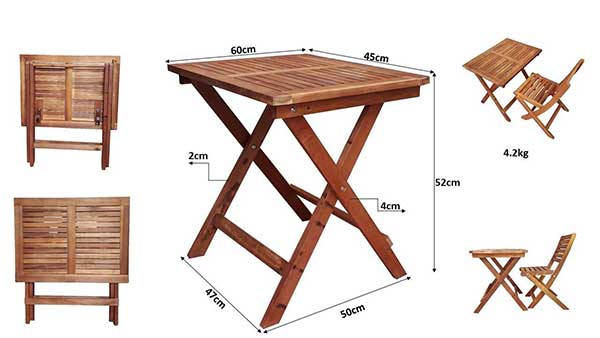 Bàn cafe xếp gọn chân gỗ Xưởng Mộc HACHI