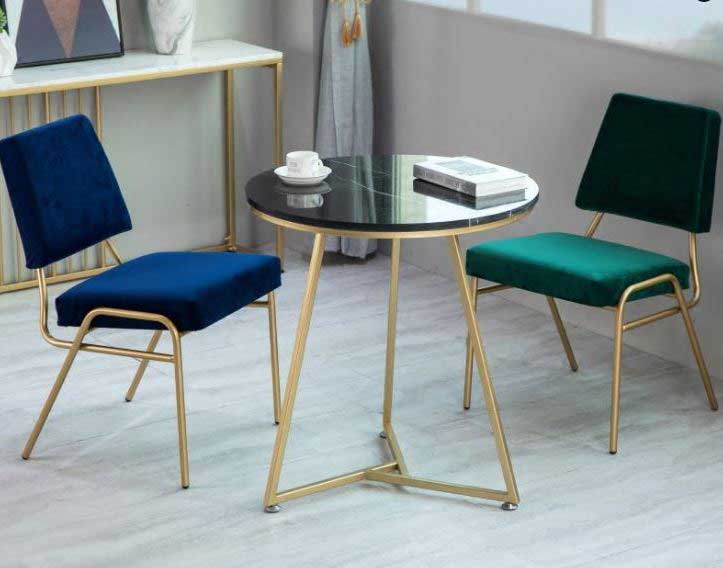 Bàn cafe mặt đá nhân tạo chân vàng đồng Xưởng Mộc HACHI