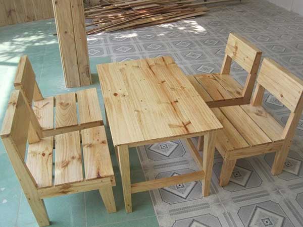 Bộ bàn cafe gỗ thông pallets cho quán cóc Xưởng Mộc HACHI