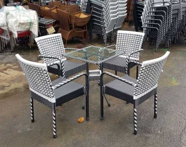 Bàn cafe nhựa giả mây dùng ngoài trời Xưởng Mộc HACHI