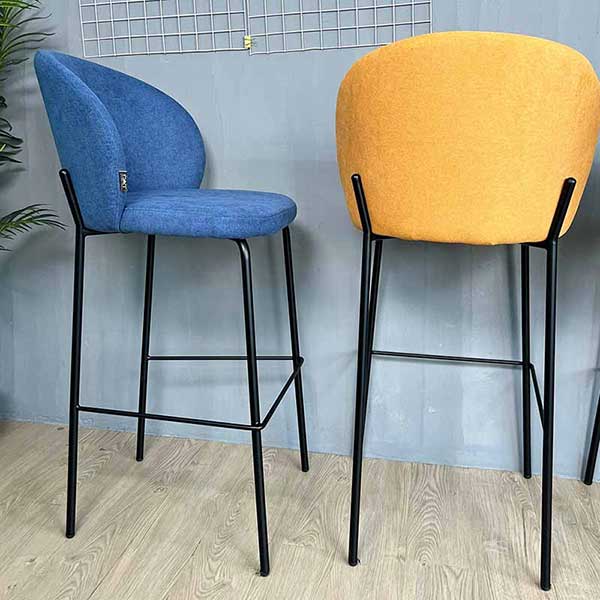 Ghế bar chân sắt nệm bọc vải nhiều màu Xưởng Mộc HACHI