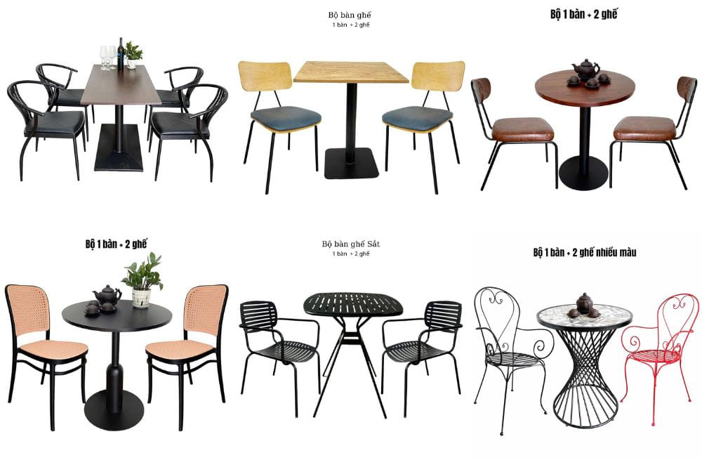 Combo bộ bàn ghế cafe Xưởng Mộc HACHI