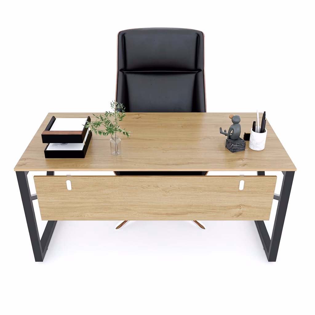 bàn giám đốc hiện đại đơn giản với chân sắt kích thước 160x80cm