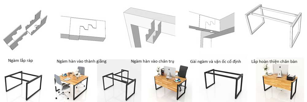 chân bàn cơ cấu lắp ráp ngàm Xưởng Mộc HACHI