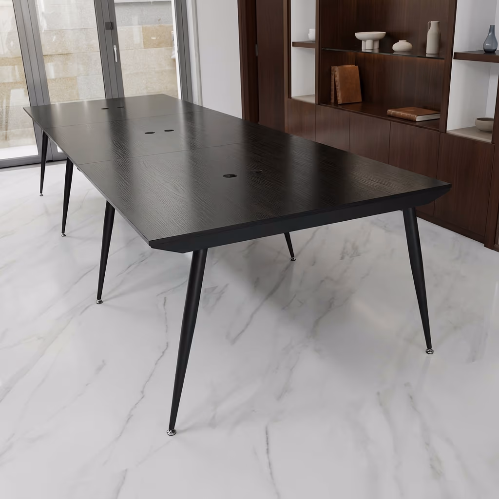 bàn làm việc cụm 6 full đen Hệ CONE - Xưởng Mộc HACHI