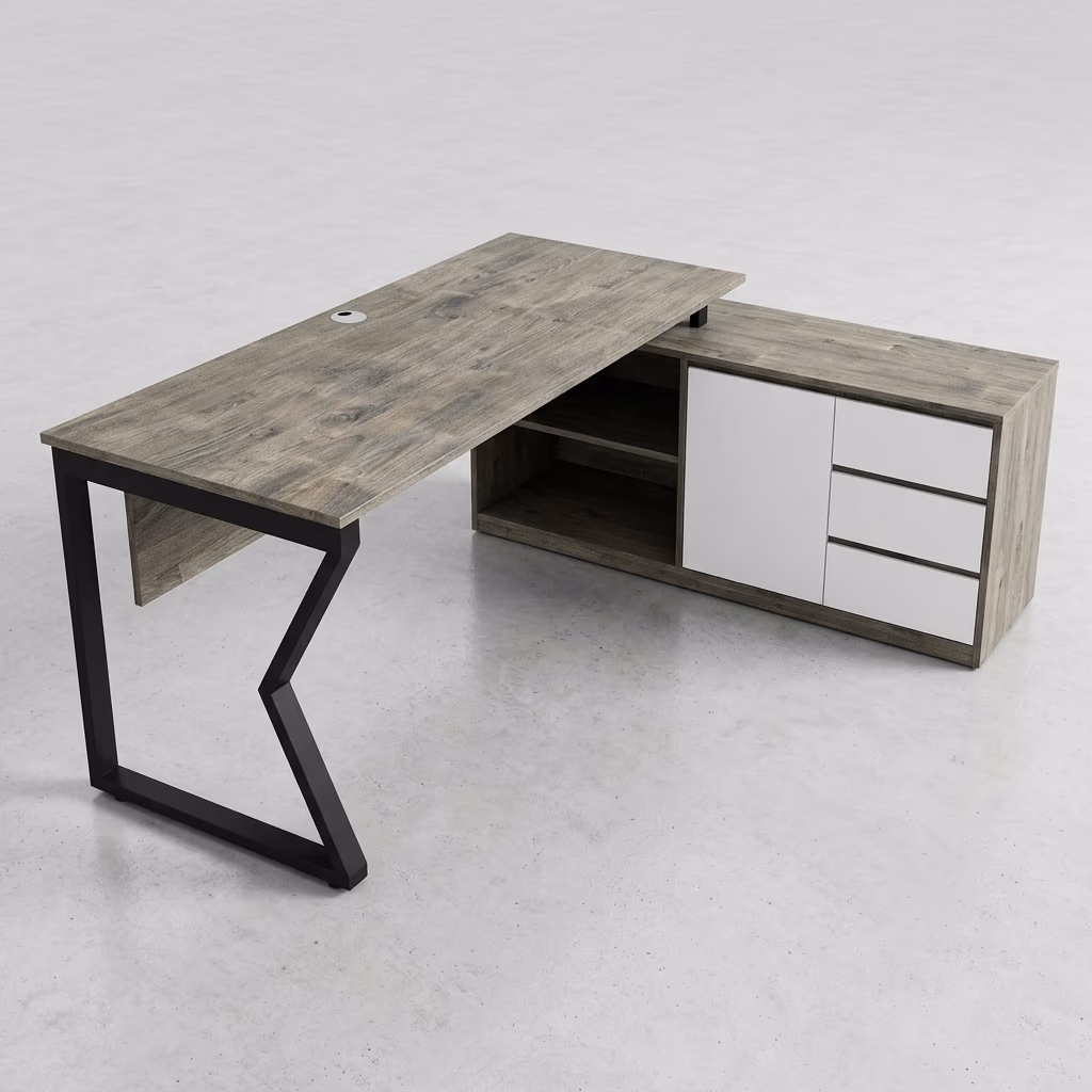 bàn giám đốc chân bàn kết hợp tủ hệ Mconcept Xưởng Mộc HACHI