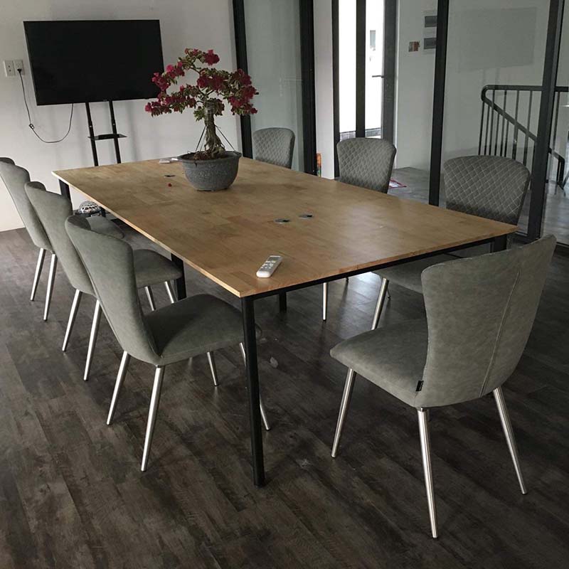 bàn họp mặt gỗ chân sắtt
