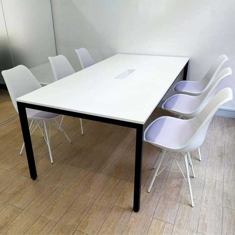 bàn họp đơn giản mặt gỗ chân sắt