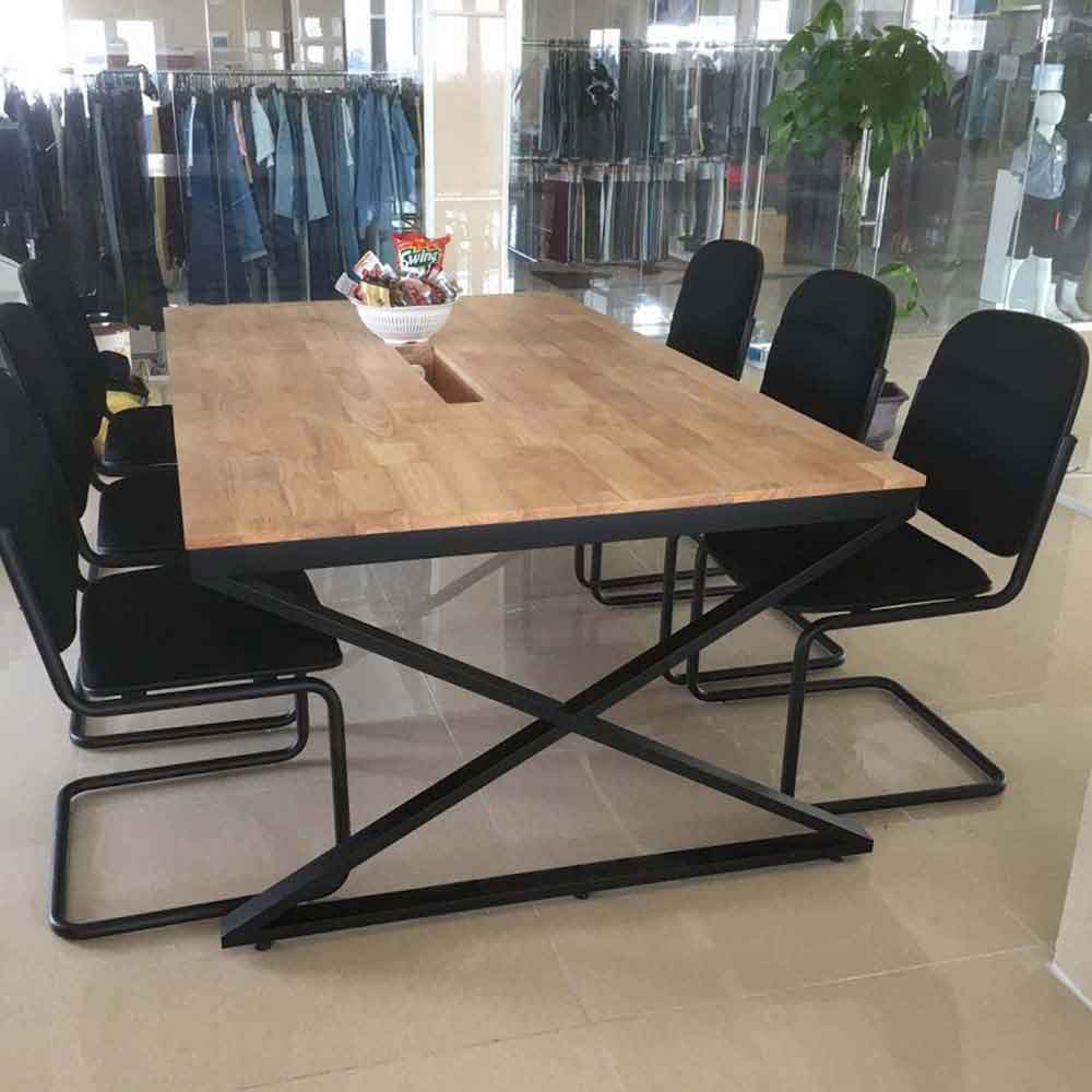 bàn họp hệ Xconcept gỗ cao su Xưởng Mộc HACHI