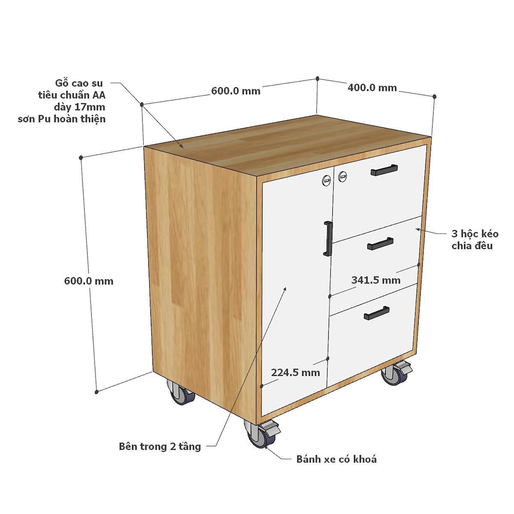 Tủ hồ sơ di động ngang 60cm