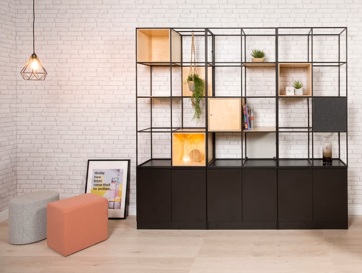 tủ hồ sơ kết hợp kệ trang trí