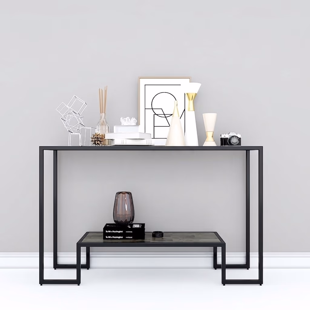 Bàn console 2 tầng đơn giản khung sắt, có thể để đồ nhiều hơn