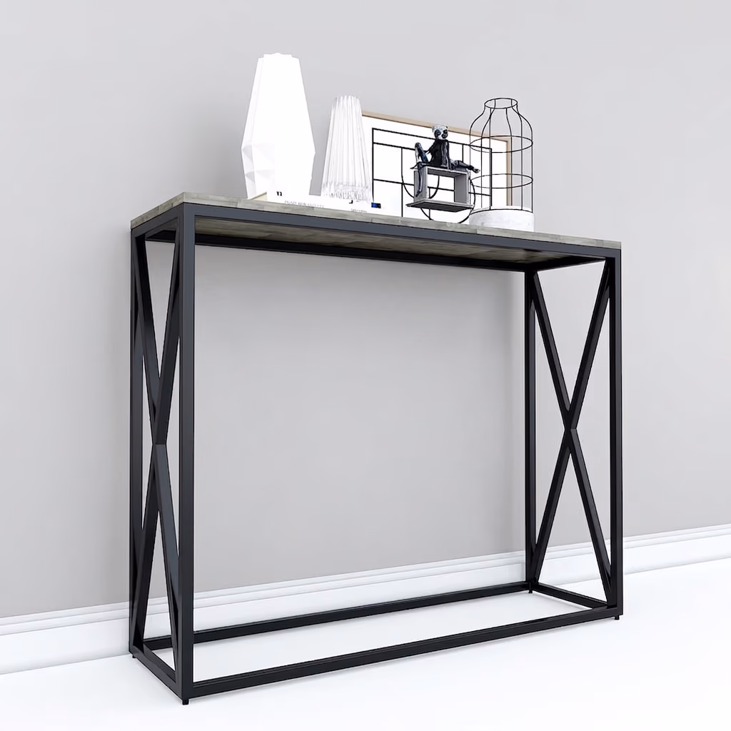 Bàn console đơn giản, chân sắt mặt gỗ cao su