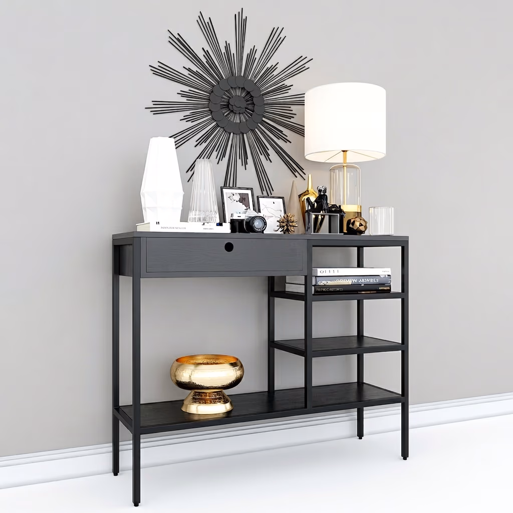 Bàn console đa tầng lại có thêm hộc kéo, có thể để cá đồ dùng nhỏ 