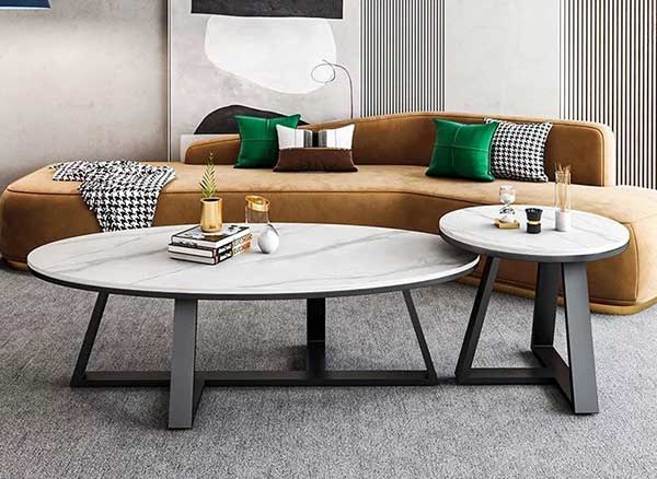 Bộ bàn sofa đôi mặt đá khung sắt sơn tĩnh điện