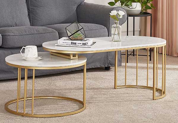 Bàn sofa mặt đá đen chân sắt màu đồng
