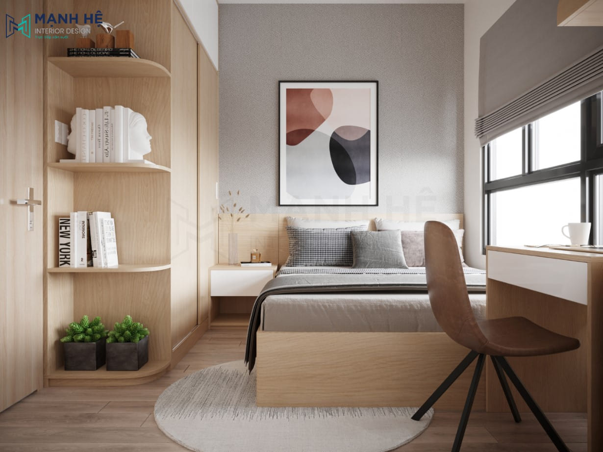 phòng ngủ được trang trí thêm phụ kiện nội thất Xưởng Mộc HACHI